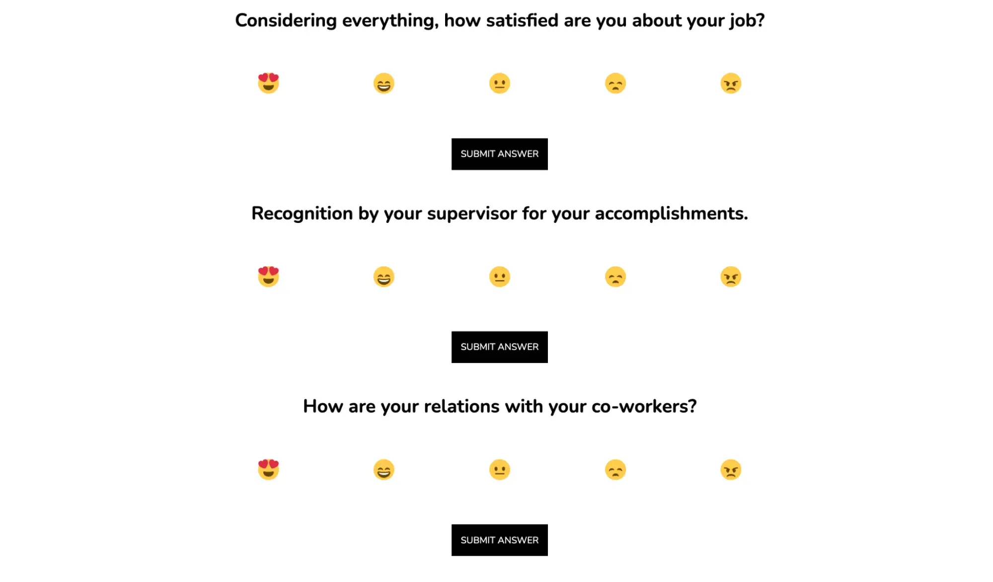 free html form template with emoji faces to provide feedback