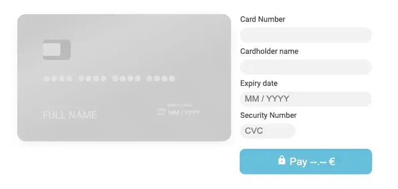 free html form template, interactive credit card graphic for payment
