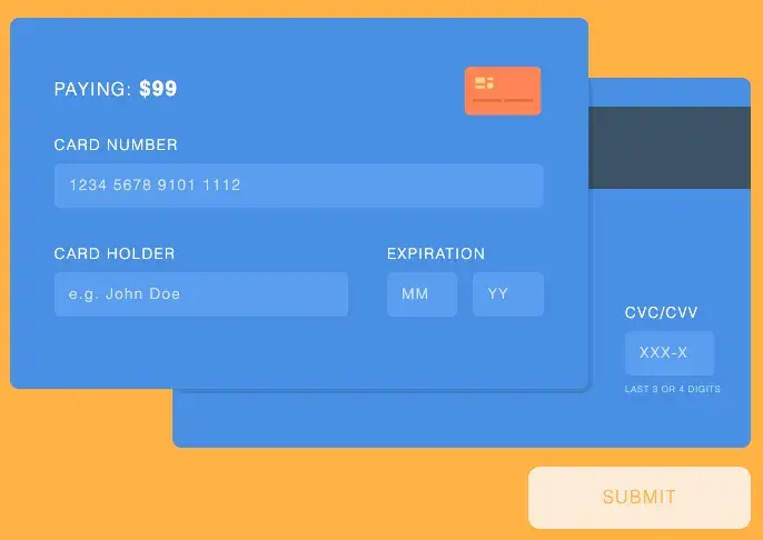 free html template for interactive credit card form