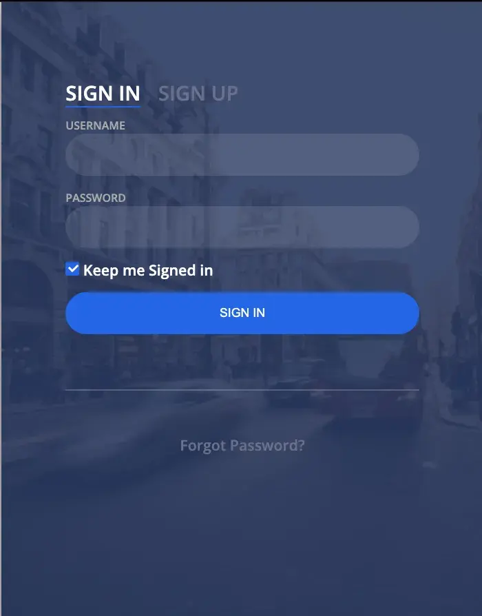 free html form template, sign-in/sign-up form with an input field for username, password, a keep me signed in option, and a forgot password feature
