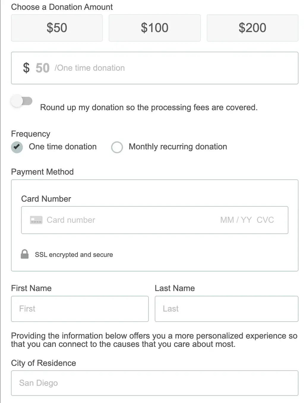 free donation html template with custom fields