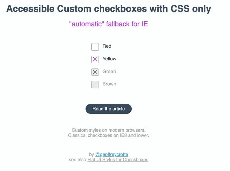free html form template of css checkboxes