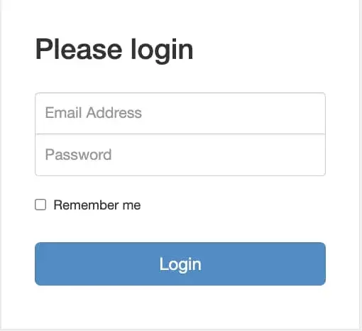 free html form template, login with an input field for email address, password, remember me checkbox and login button