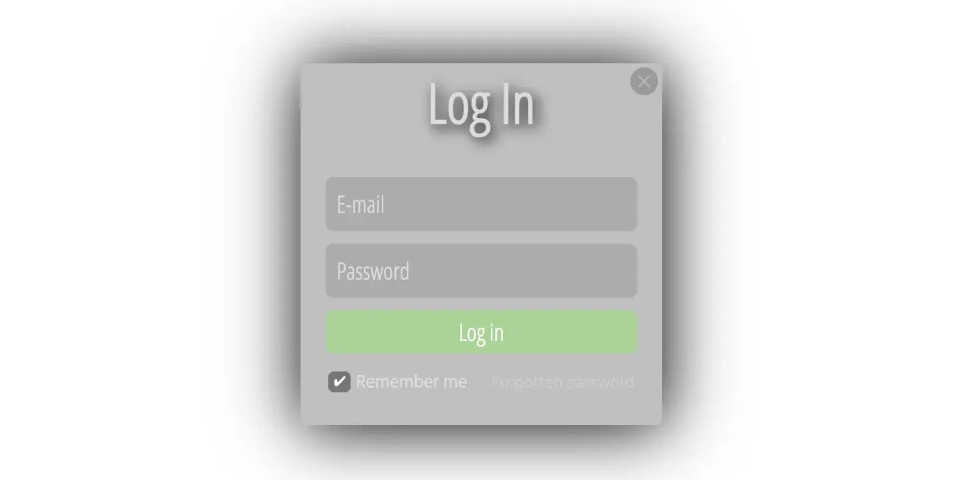 free html form template for login page to input username/password with dark shadow