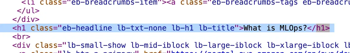 Source code with title tag that reads, What is MLOps?