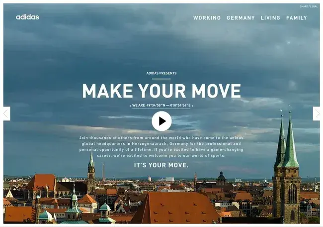 adidas make your move campaign webpage