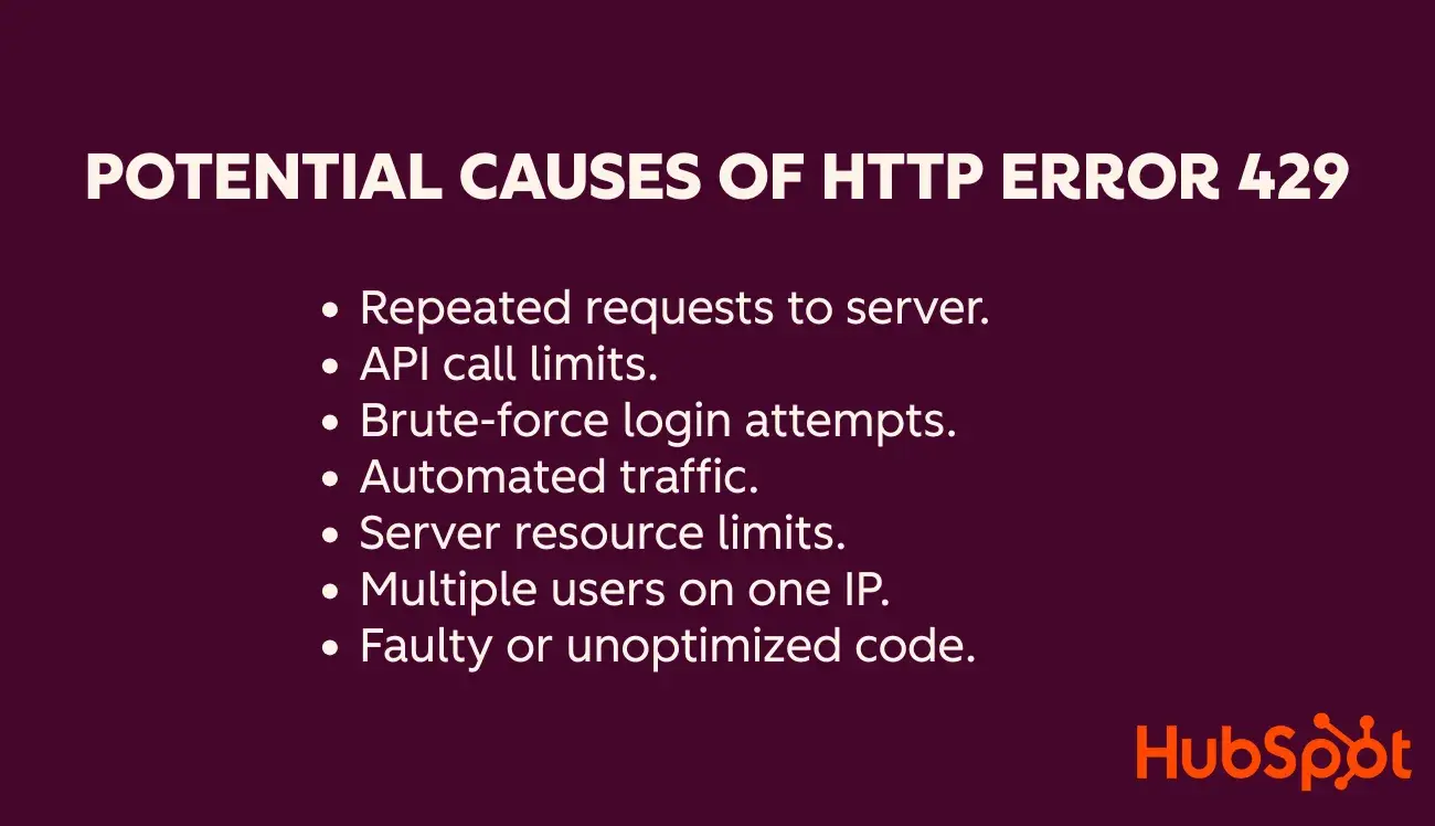 image showing the causes of http error 429