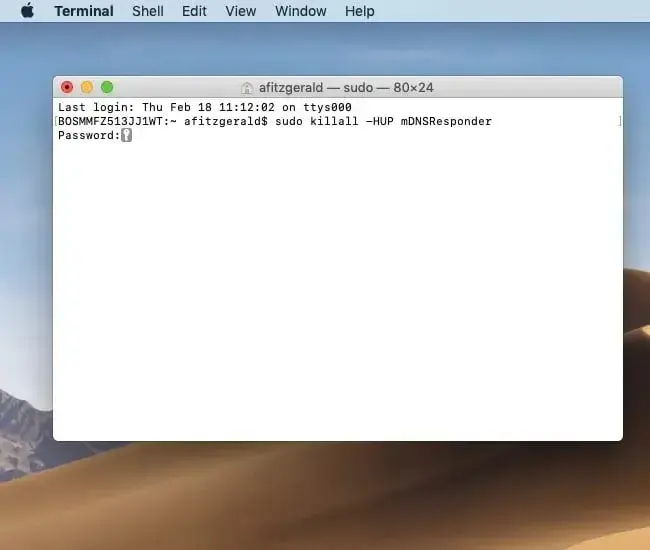 using macos terminal to execute dns flash