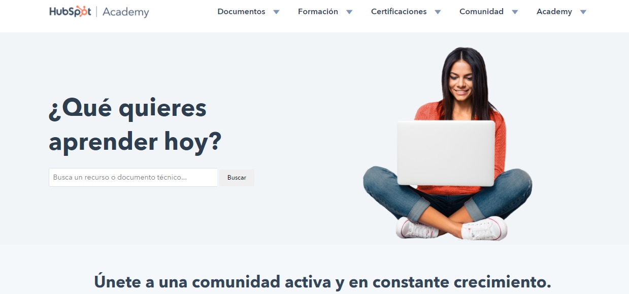 HubSpot Academy, ejemplo de autoservicio al cliente