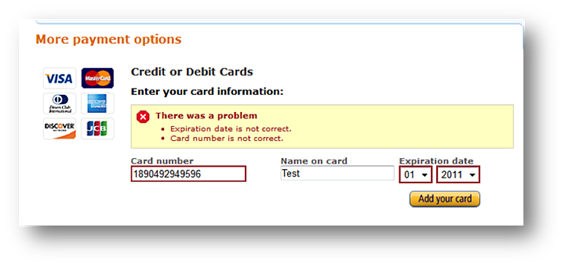Message d'erreur sur Amazon