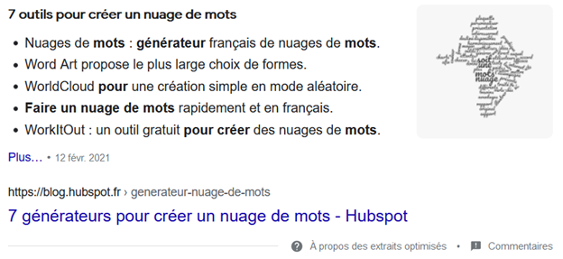 featured snippet liste à puces