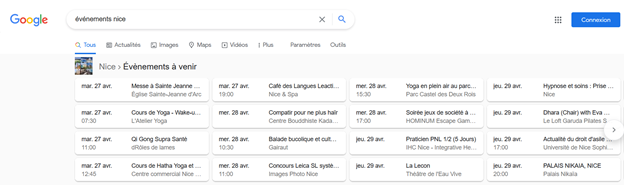 rich snippet événement