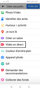 Vidéo en direct Facebook Live