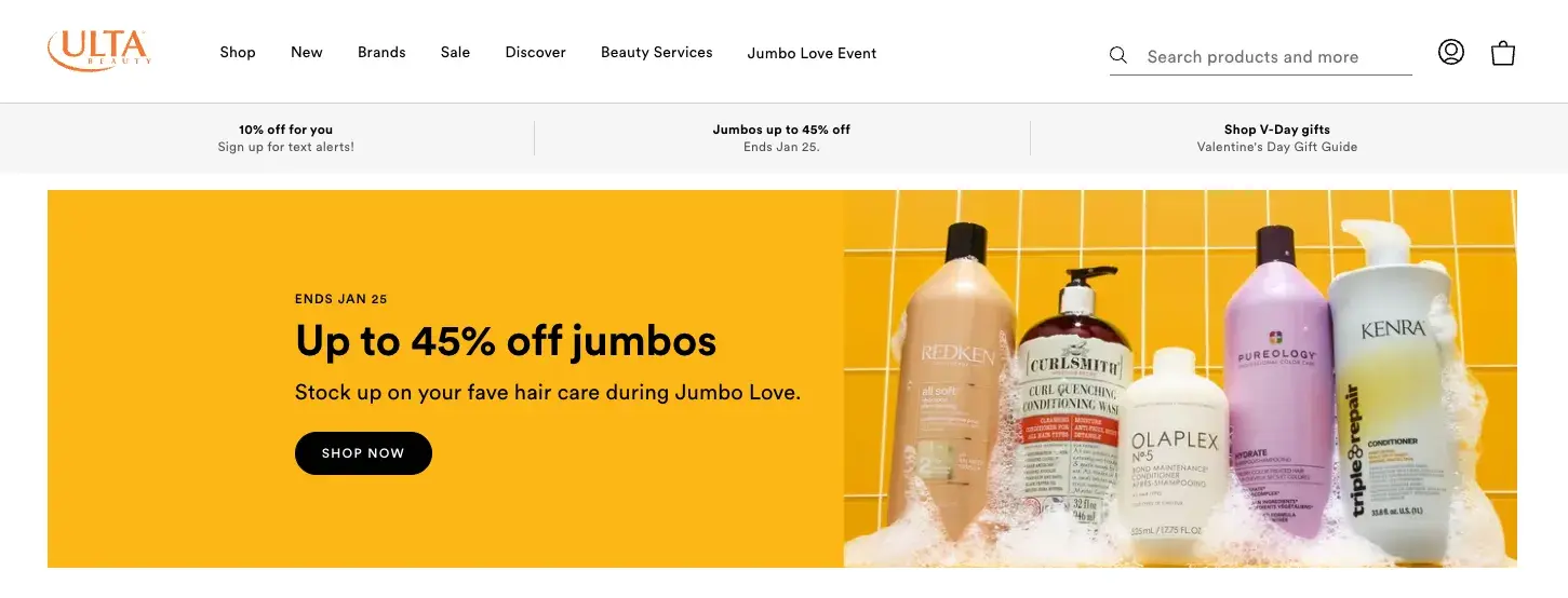website banner size example from ulta