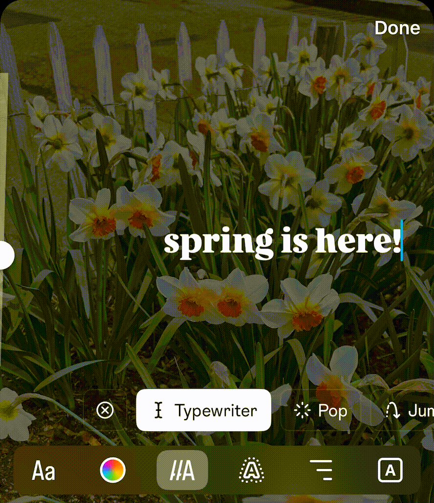 a gif showcasing instagram type modes text effects