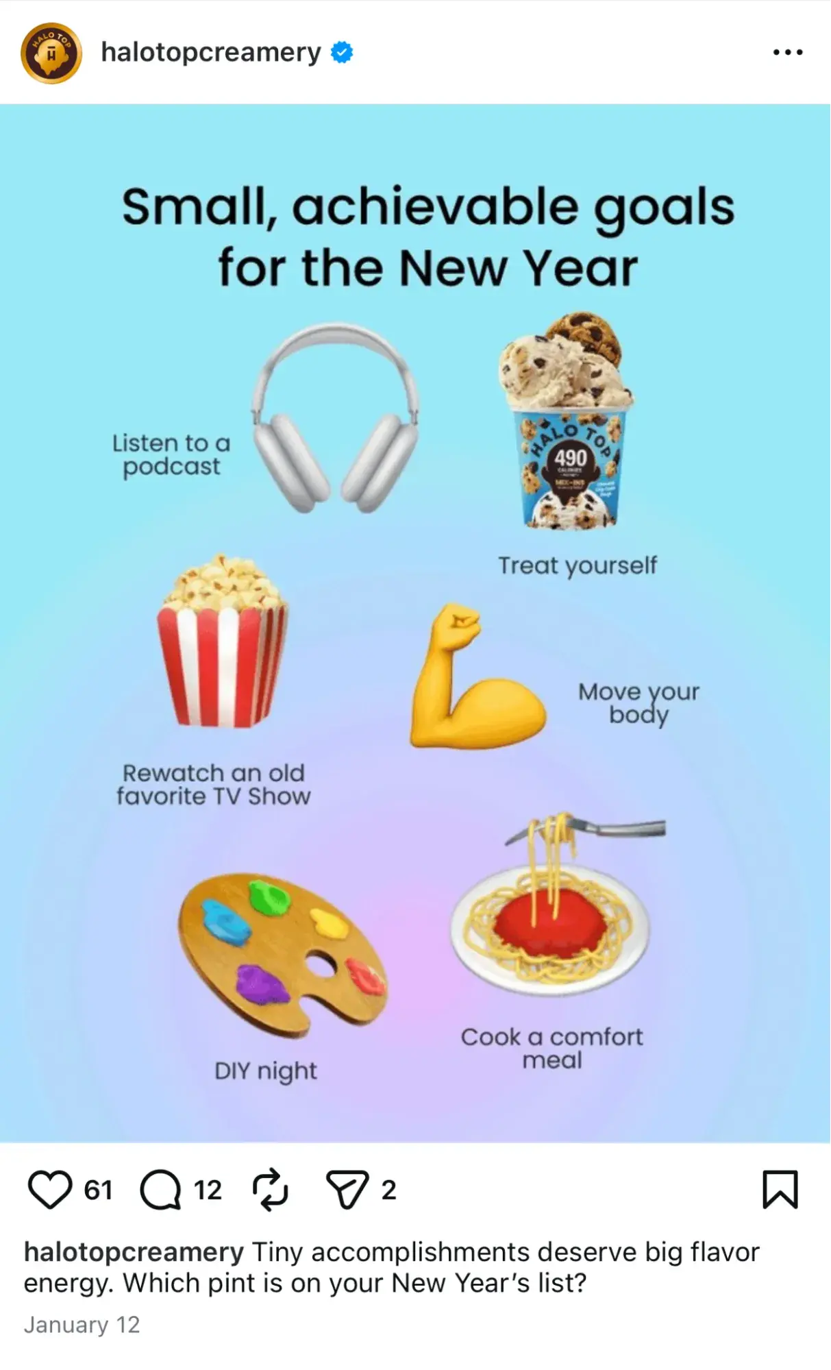 an instagram business post example from halo top