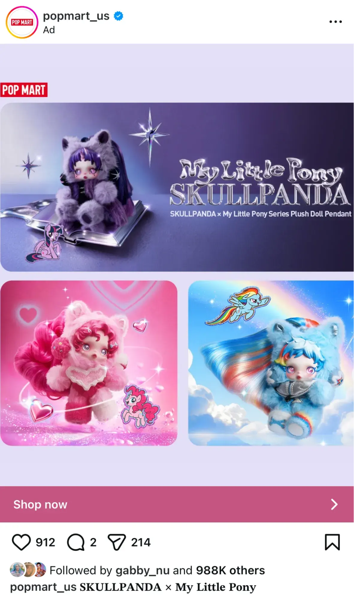 an instagram business post example from popmart