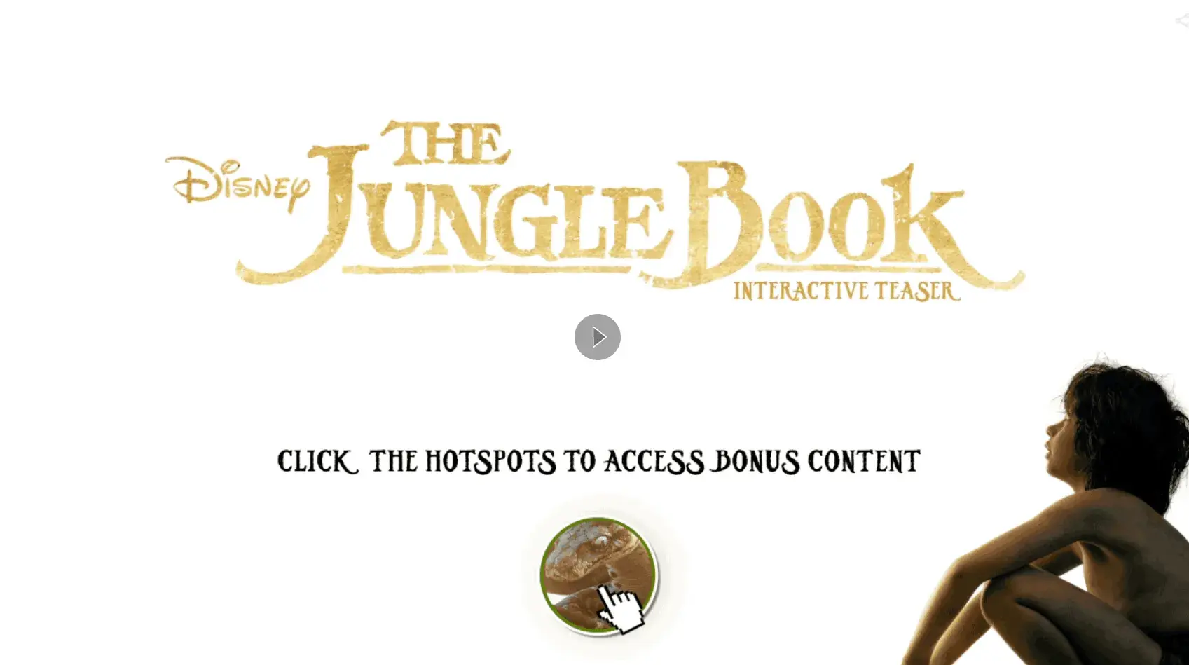 interactive video showing the opening frame for jungle books interactive teaser