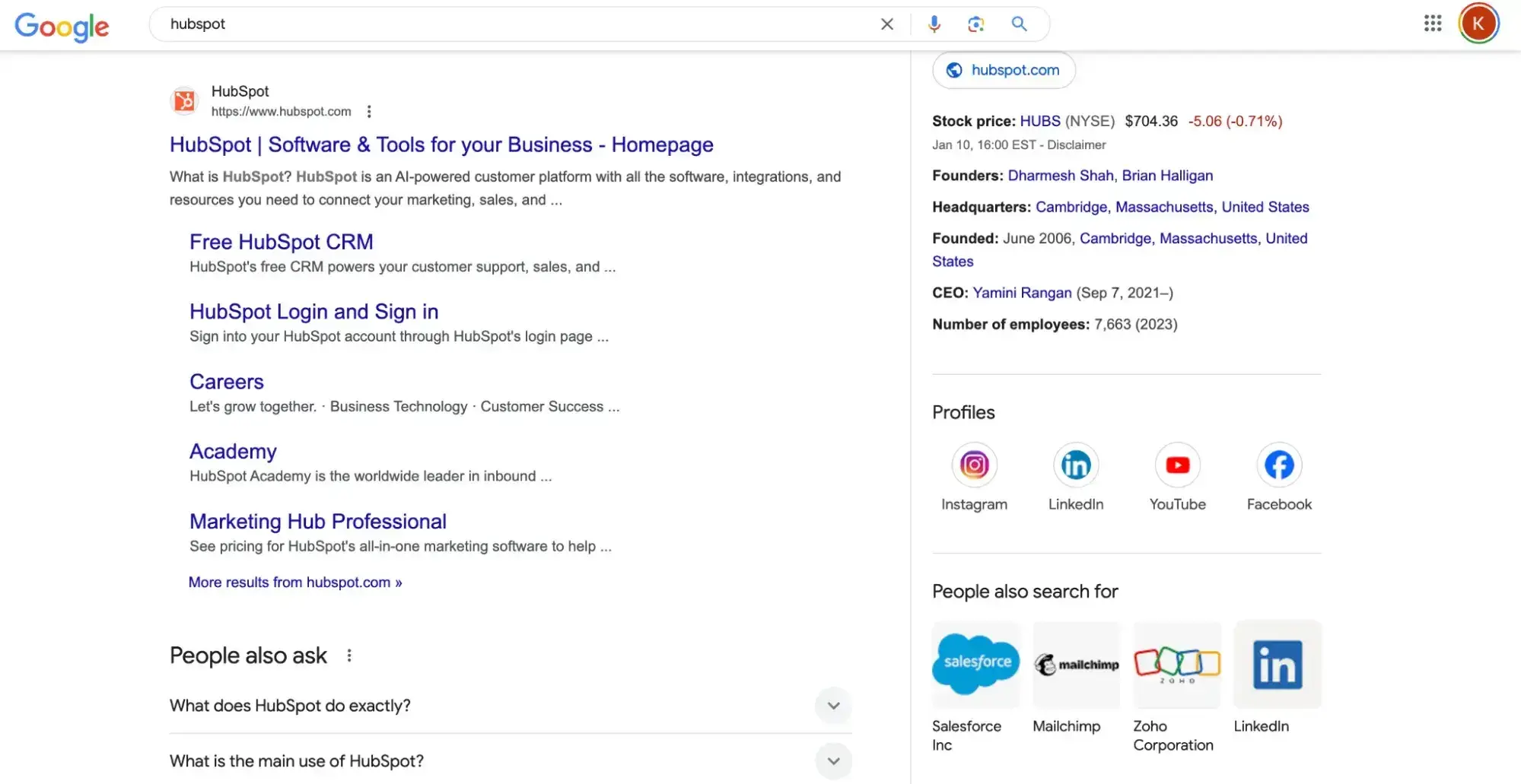 internet marketing, google search engine results page screenshot