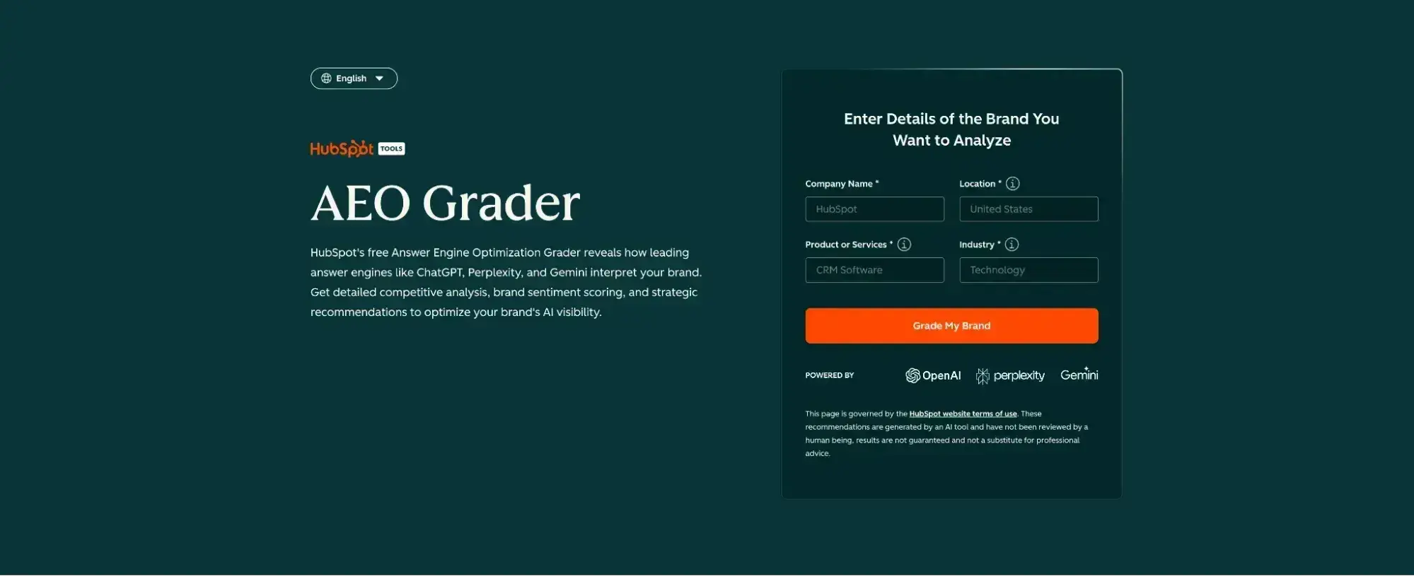 internet marketing, hubspot aeo grader