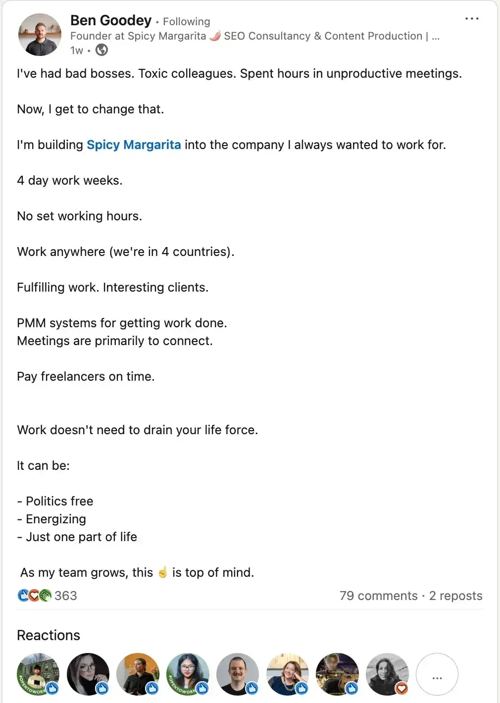 internet marketing ben goodey, the founder of an seo agency, spicy margarita, on linkedin