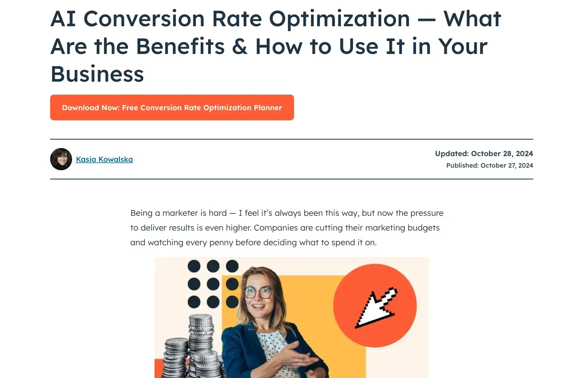 internet marketing, screenshot of hubspot blog