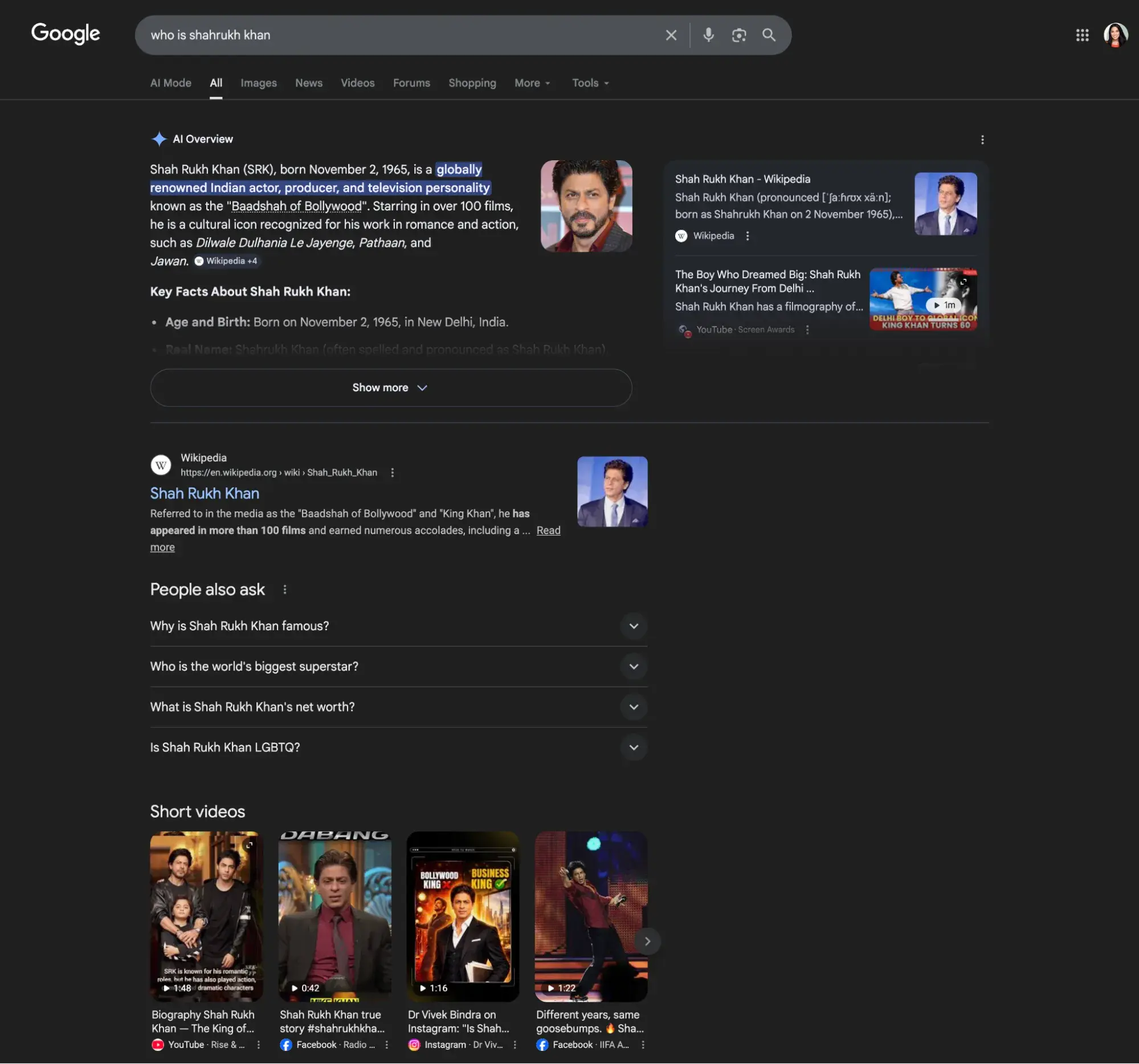 is killing website traffic; who is shahrukh khan answered in ai overview