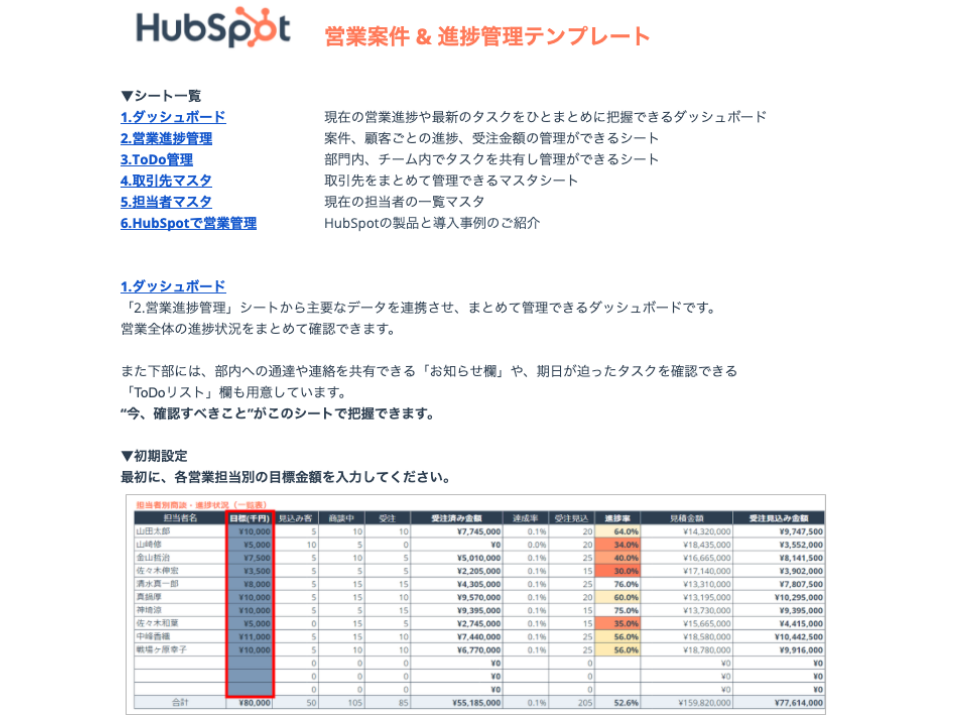 一元管理を実現！営業案件 & 進捗管理テンプレート_01