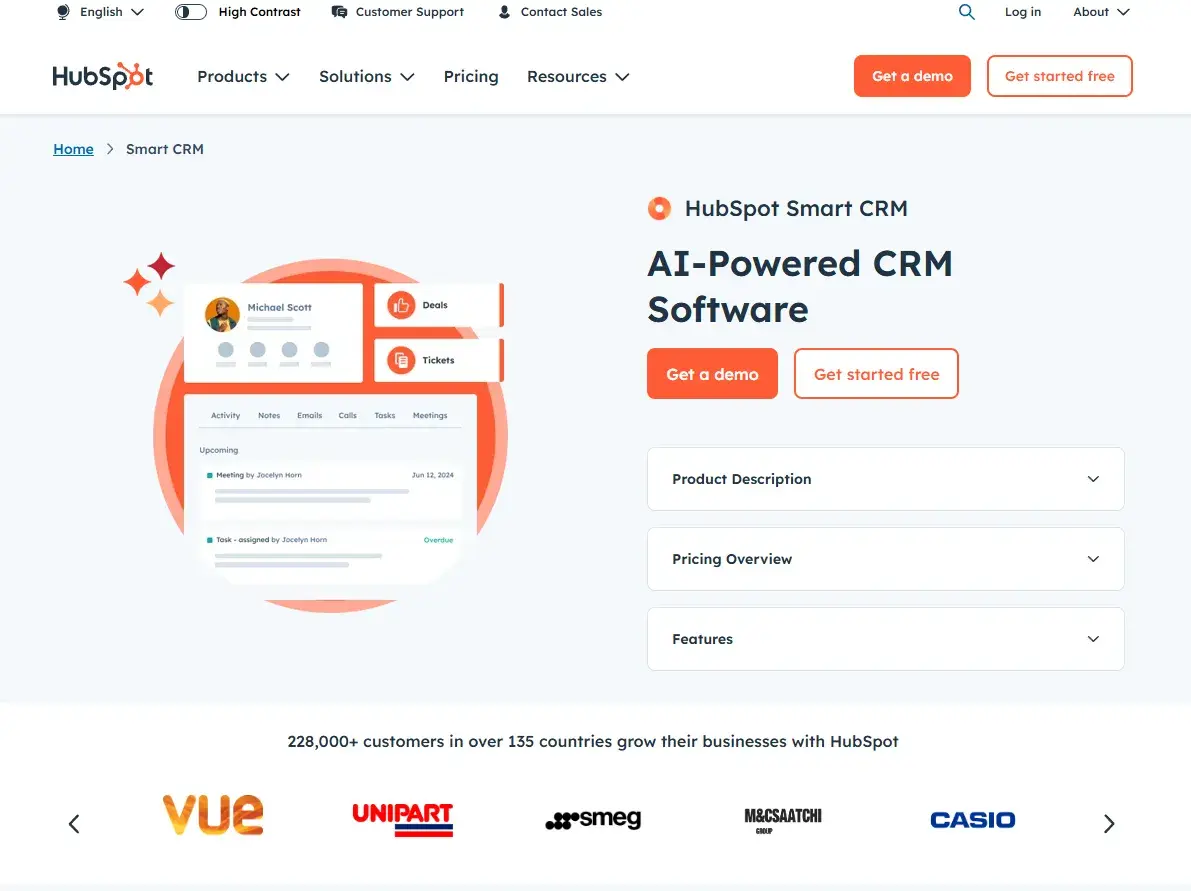 a screenshot from hubspots landing page shows how keyword research and search intent have helped shape a page designed to convert.