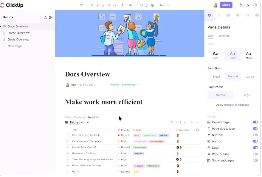 free knowledge management software: clickup