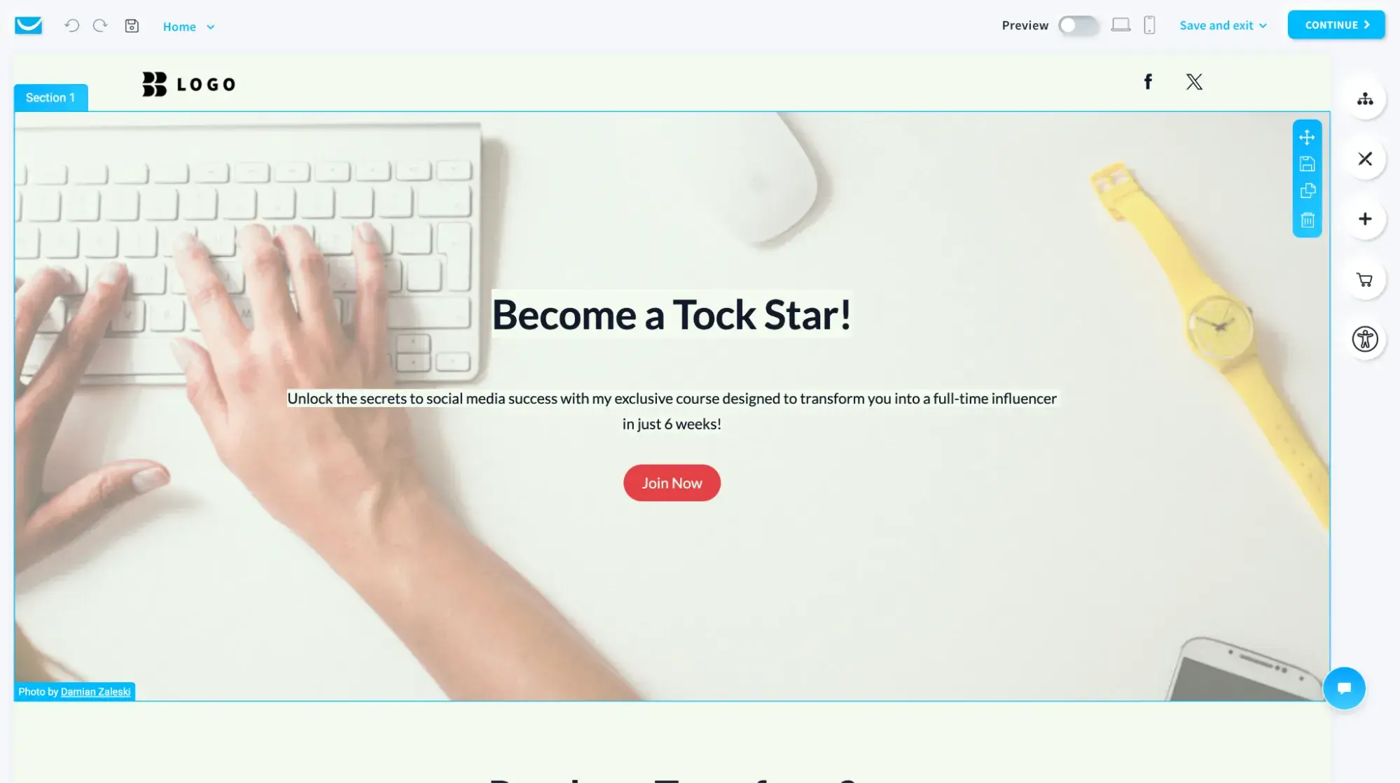 getresponse landing page for an online course
