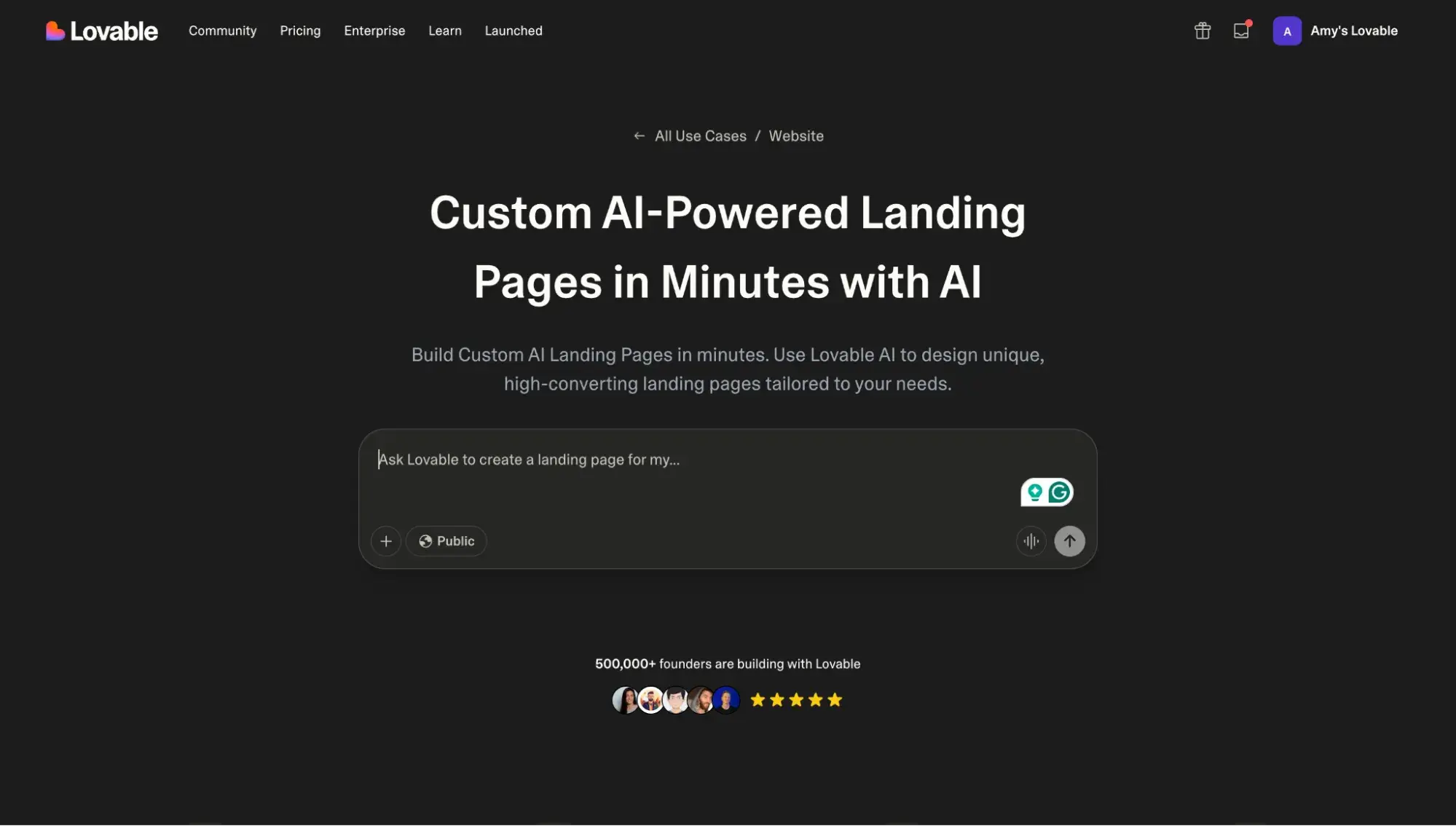 ai landing page builder: lovable
