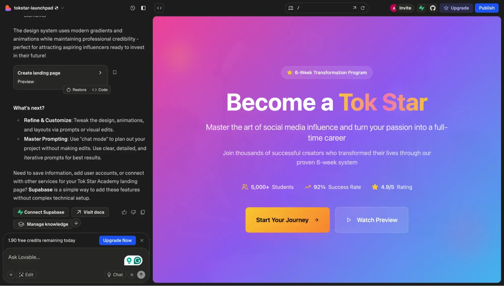 ai-generated landing page by lovable