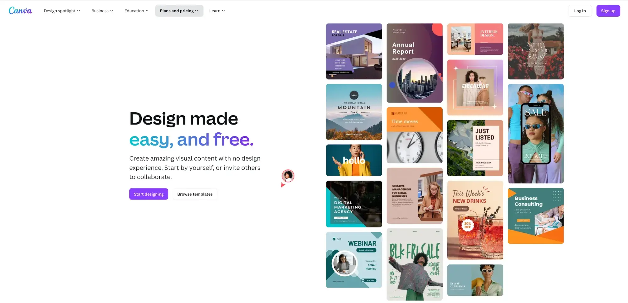 screencap of canvas free product tier.