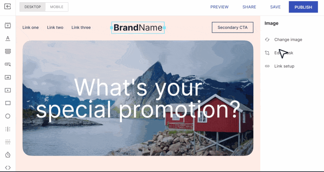 animated gif of instapages landing page builder.