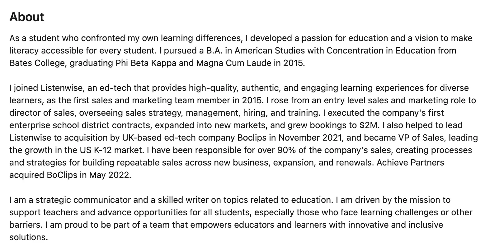 how to write a linkedin summary, adam buchbinder linkedin summary