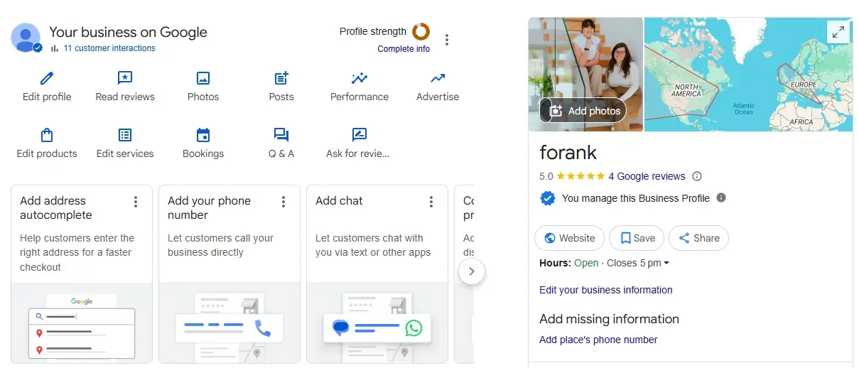my google business profile showing what google looks like when you have set up your gbp account.