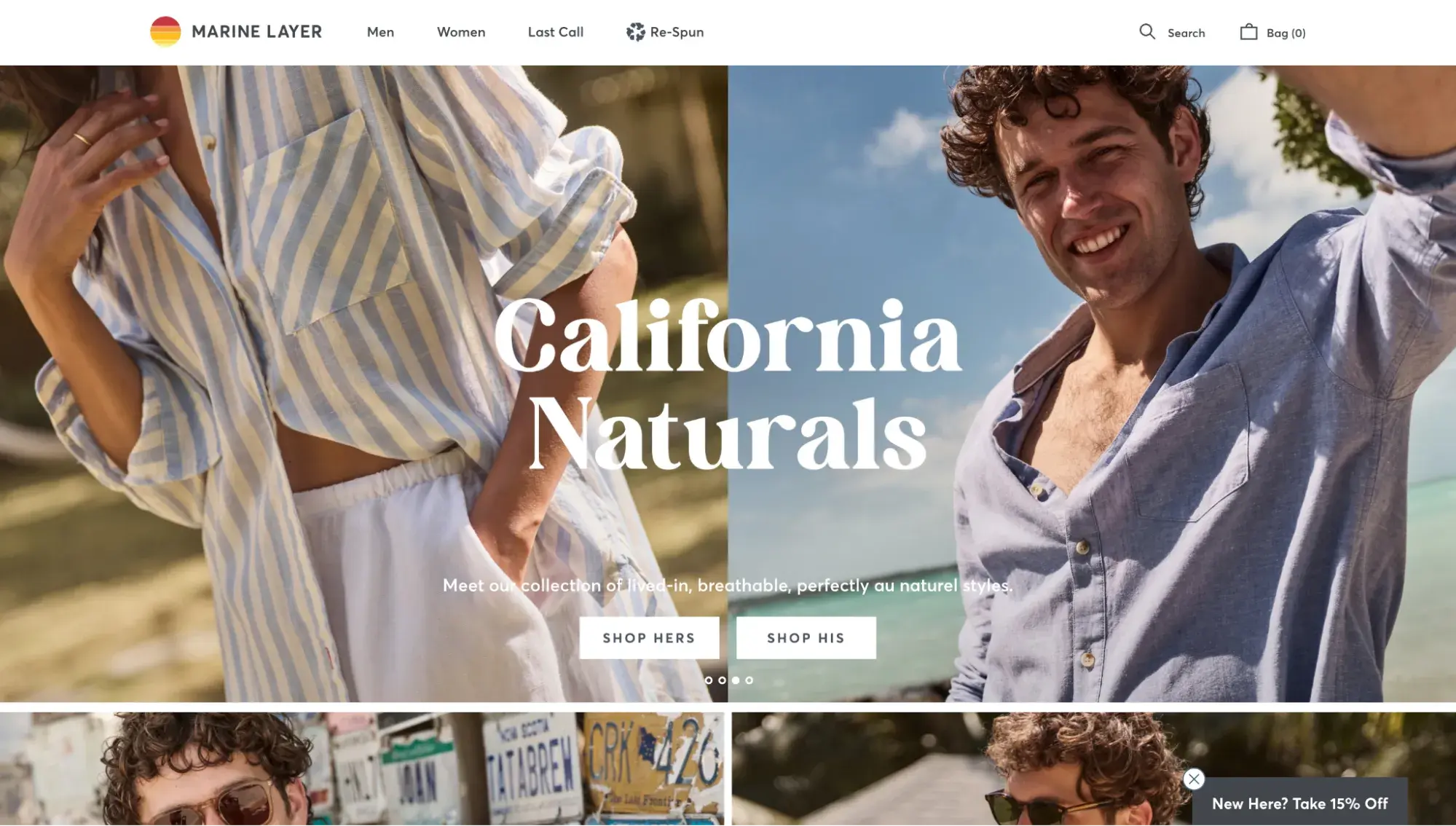 marine layer website with a good logo size