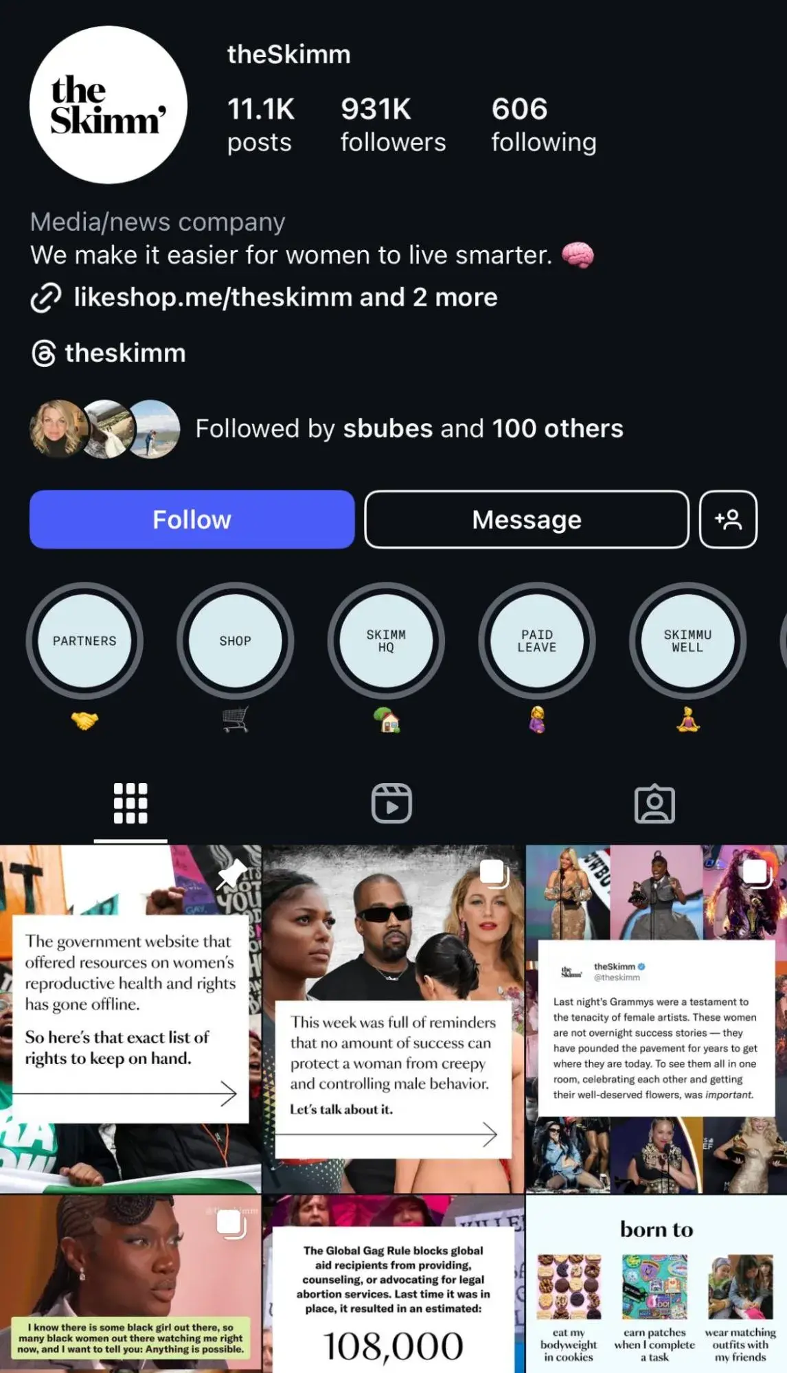 the skimms ig branding