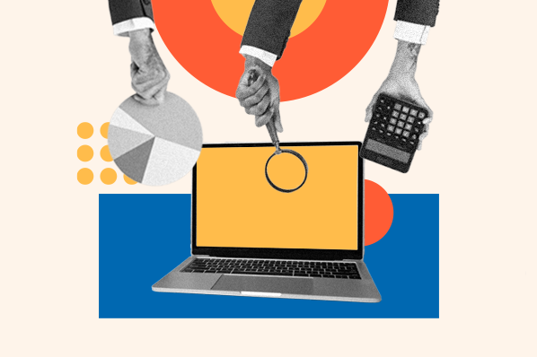 market research tools: displayed on top of laptop