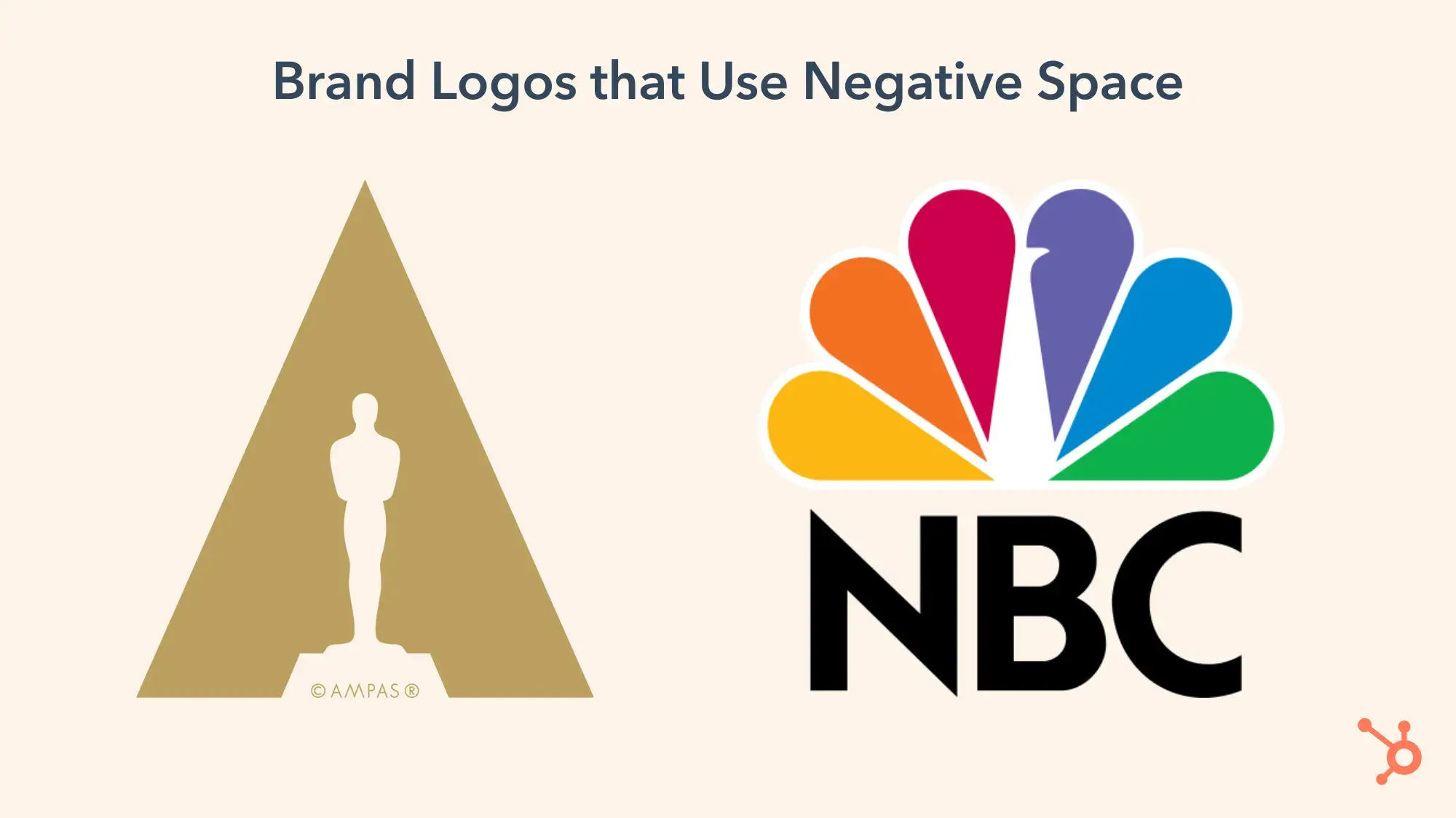 brand logos that use negative space. logo for the academy of motion pictures arts & sciences logo (left) and nbcs logo (right).