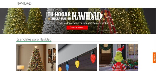 Ejemplo de diseño de página de Navidad de The Home Depot