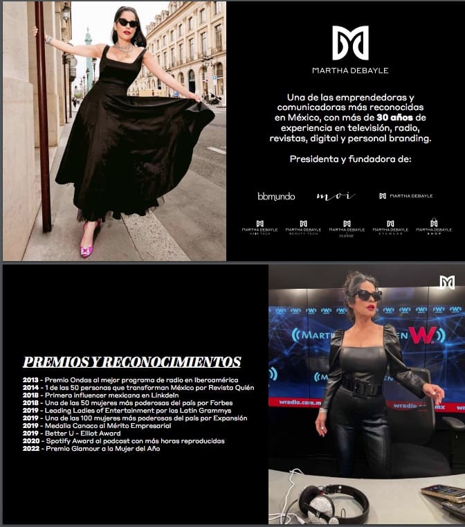 Ejemplo de media kit: Martha Debayle