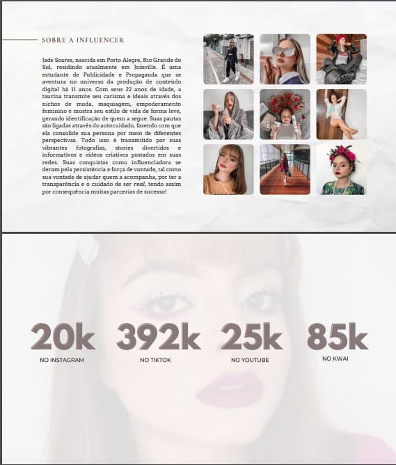 Ejemplo de media kit: Jade Soares