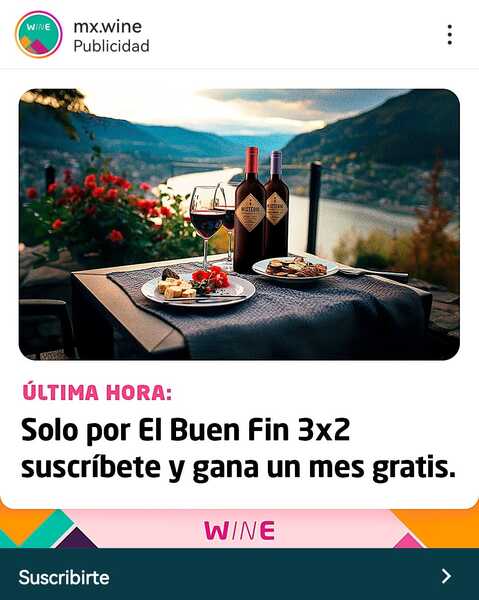 Ejemplo de promoción de producto de Mxwine