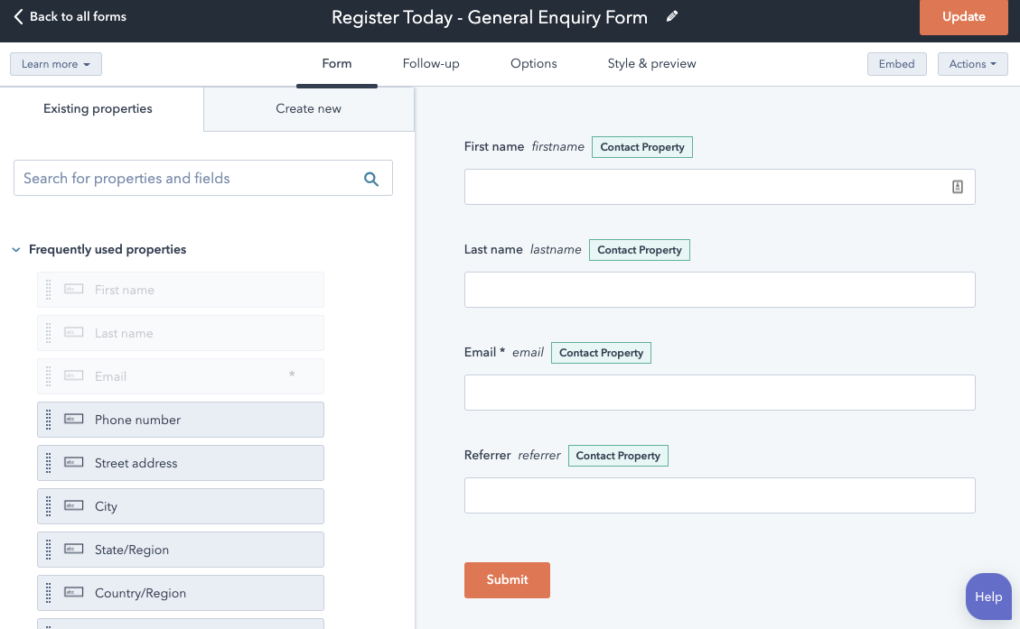 Registro de referidos con Operations Hub