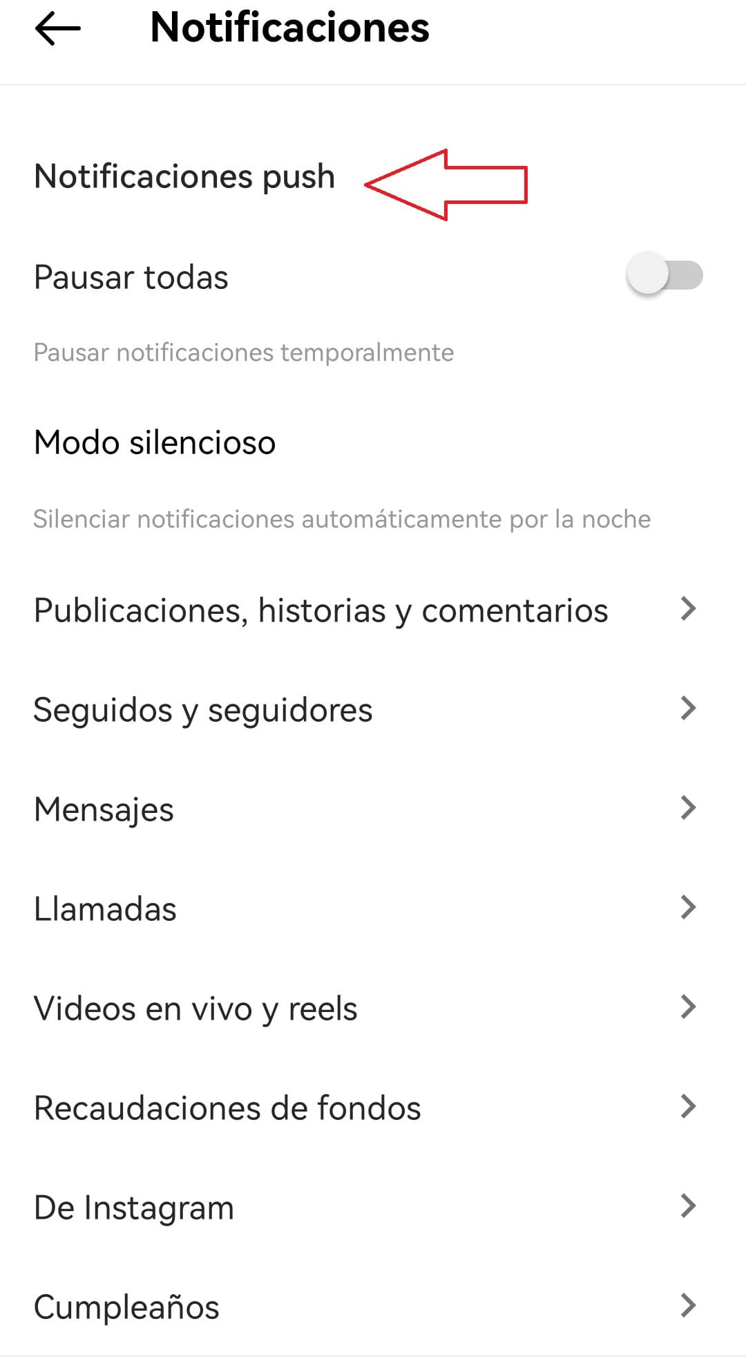 Tips de Instagram: push