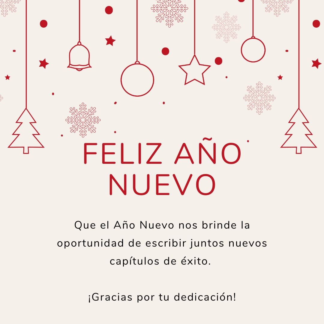 Deseos de navidad y año nuevo para clientes y colaboradores: gracias por tu dedicación