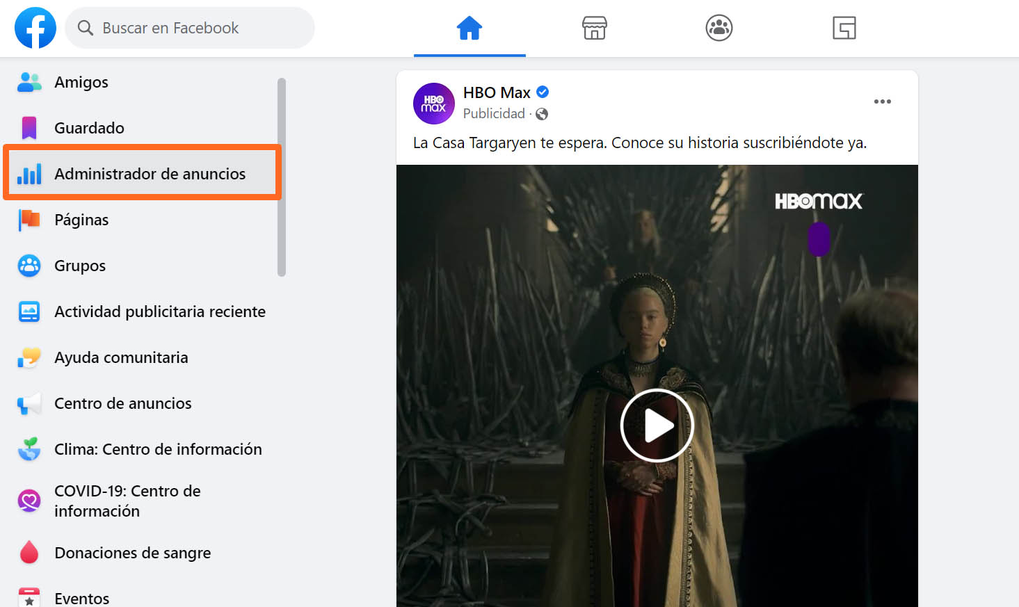 Acceso al administrador de anuncios de Instagram