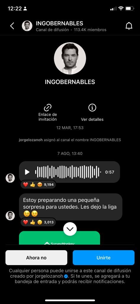 ejemplos de canales de difusión de Instagram: Jorge Lozano